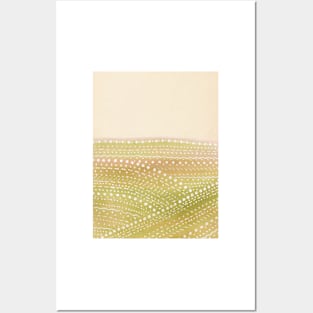 Beige and green abstract landscape Posters and Art